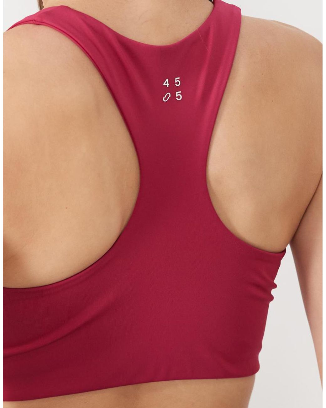 4505 Red Fuller Bust Active V-neck Racer Back Medium Support Sports Bra