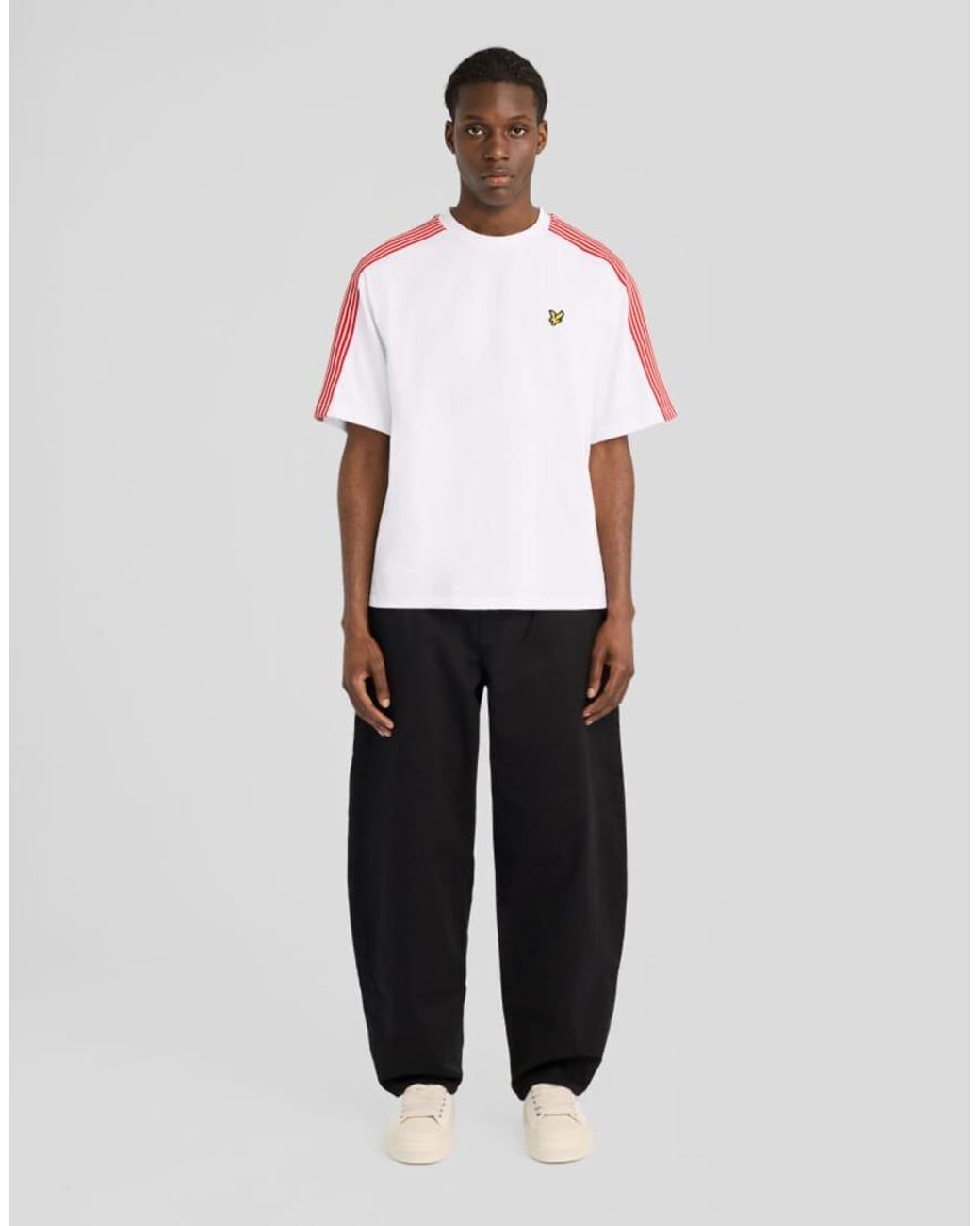 Lyle & Scott White Ls T-Shirt Stripe Taped T-Shirt for men