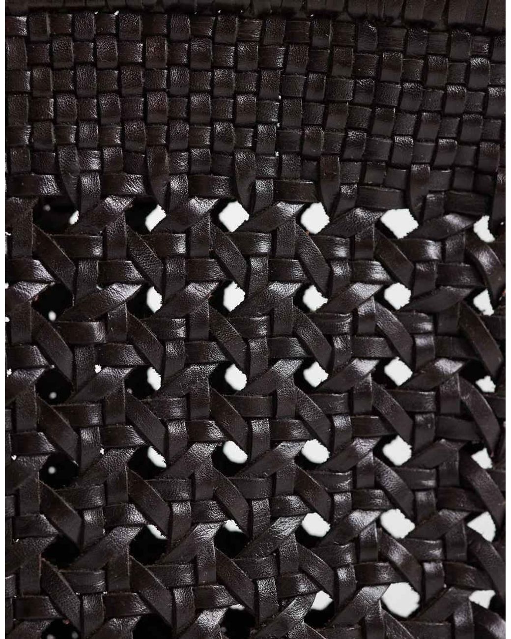 ASOS Black Leather Weave Mini Tote Bag