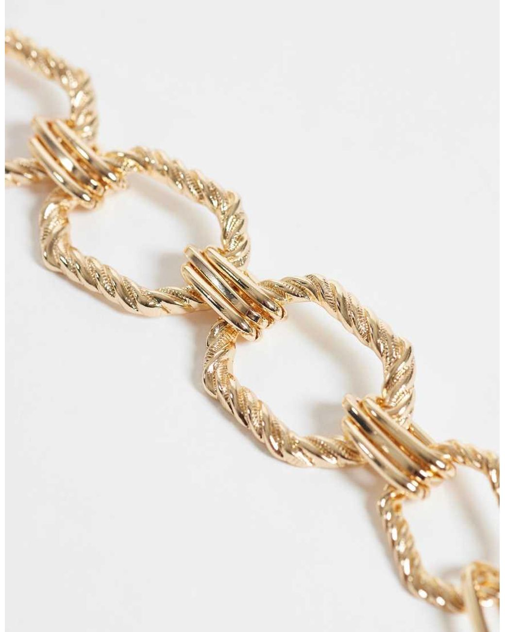ASOS Metallic Statement Necklace With Squared-Off Chain Links