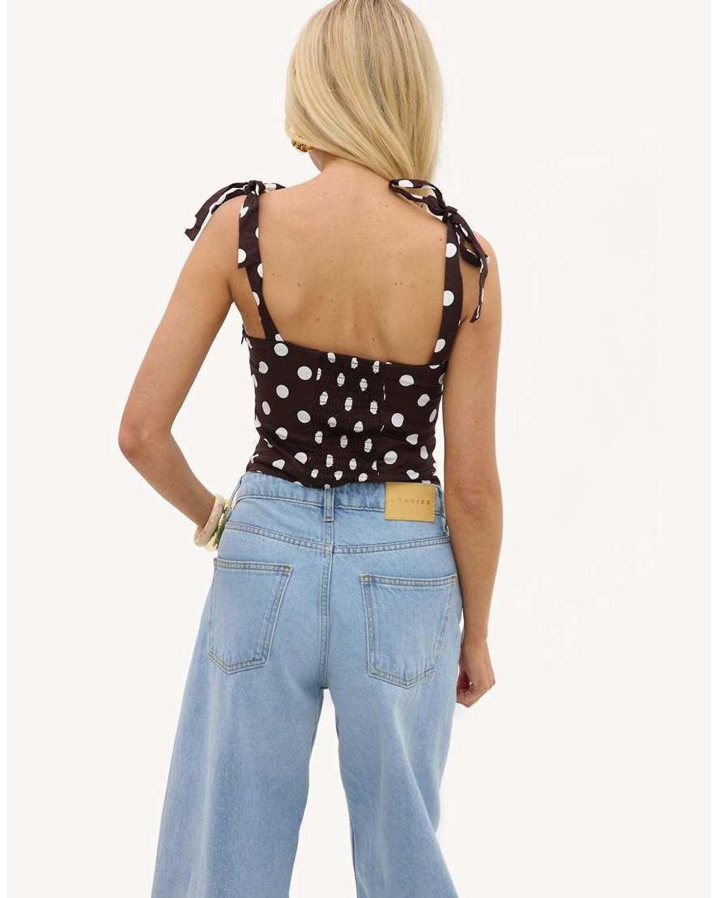Loavies Blue Timeless Moments Polka Dot Top