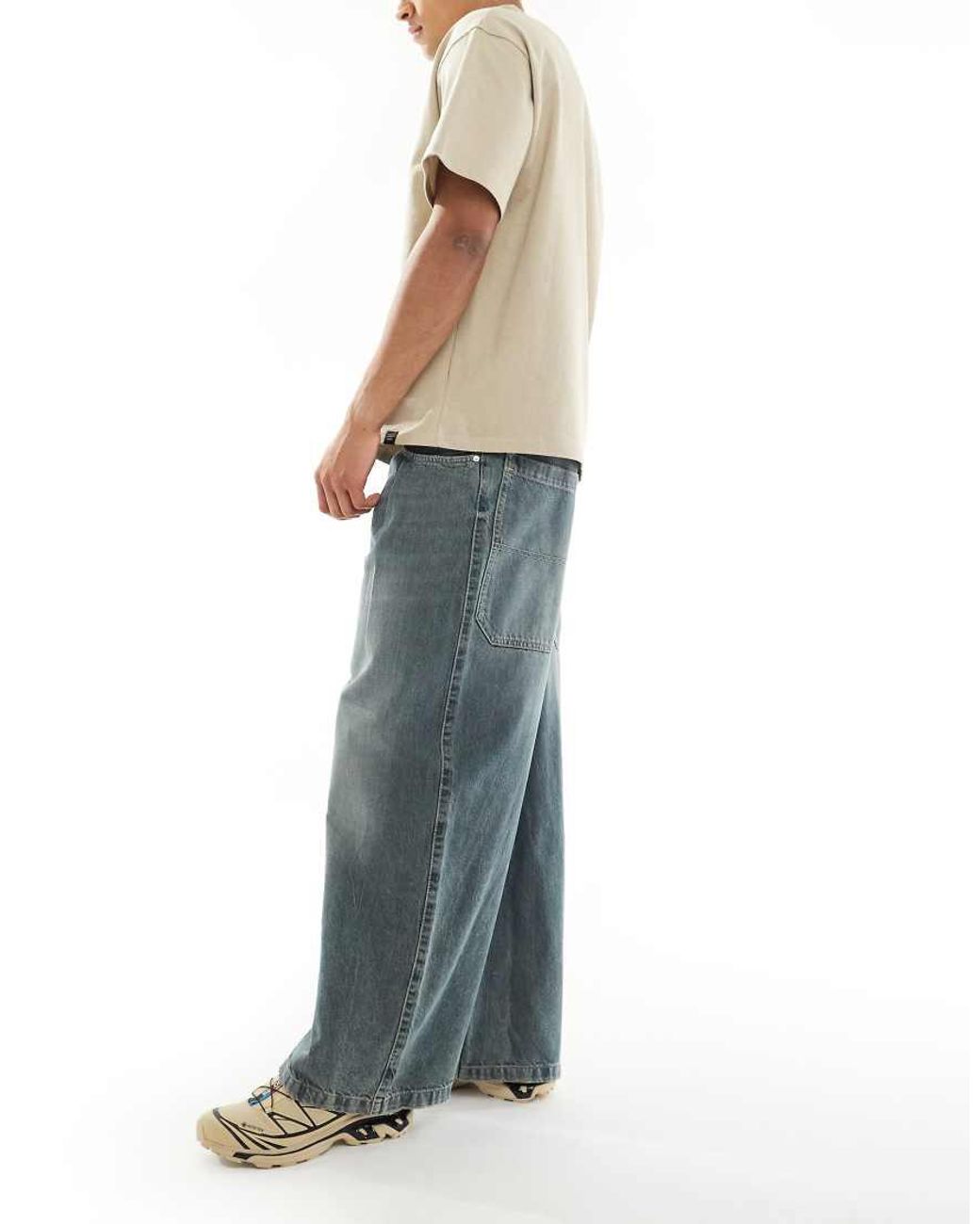 Pull&Bear Blue Super baggy Fit Jeans With Darts for men