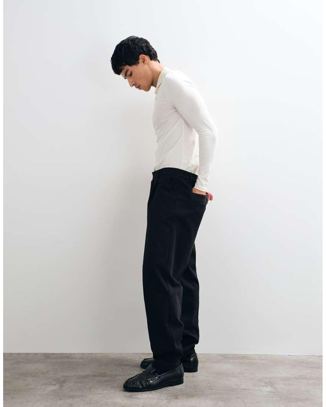 ASOS White Muscle Long Sleeve Polo for men