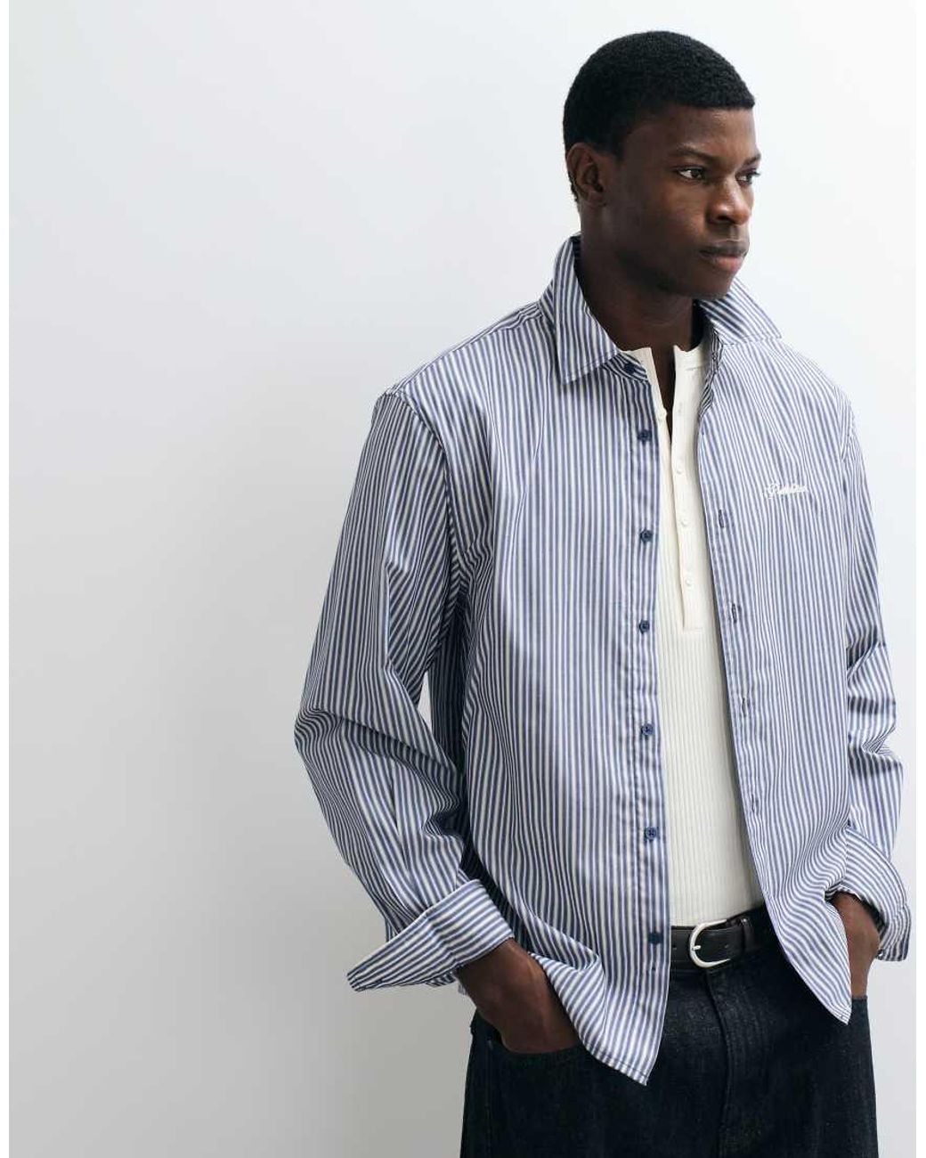 Prohibited Blue Script Long Sleeve Shirt for men