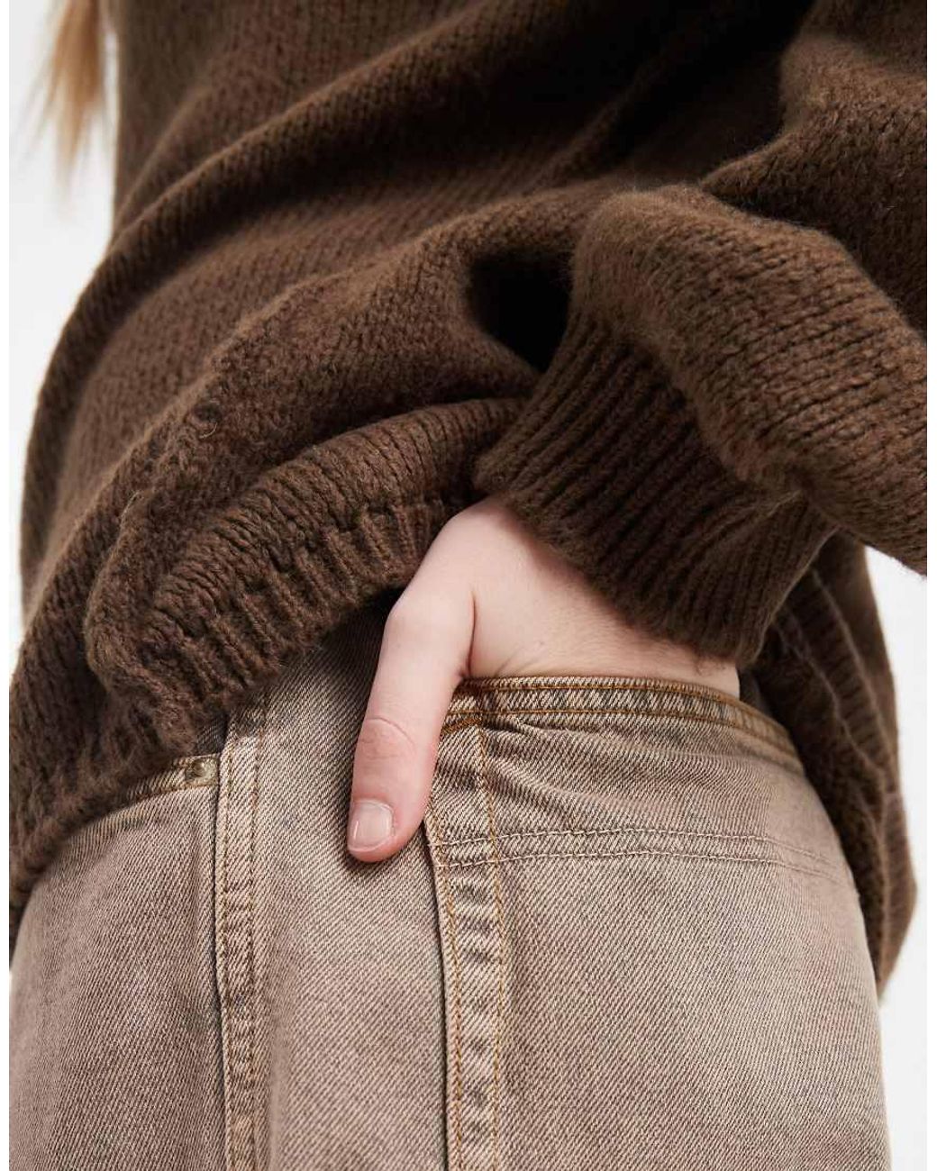 ASOS Brown Oversized Knitted Jumper With Exposed Seams