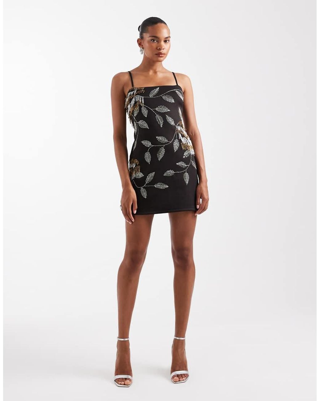 ASOS Black Embellished Beaded Mini Dress