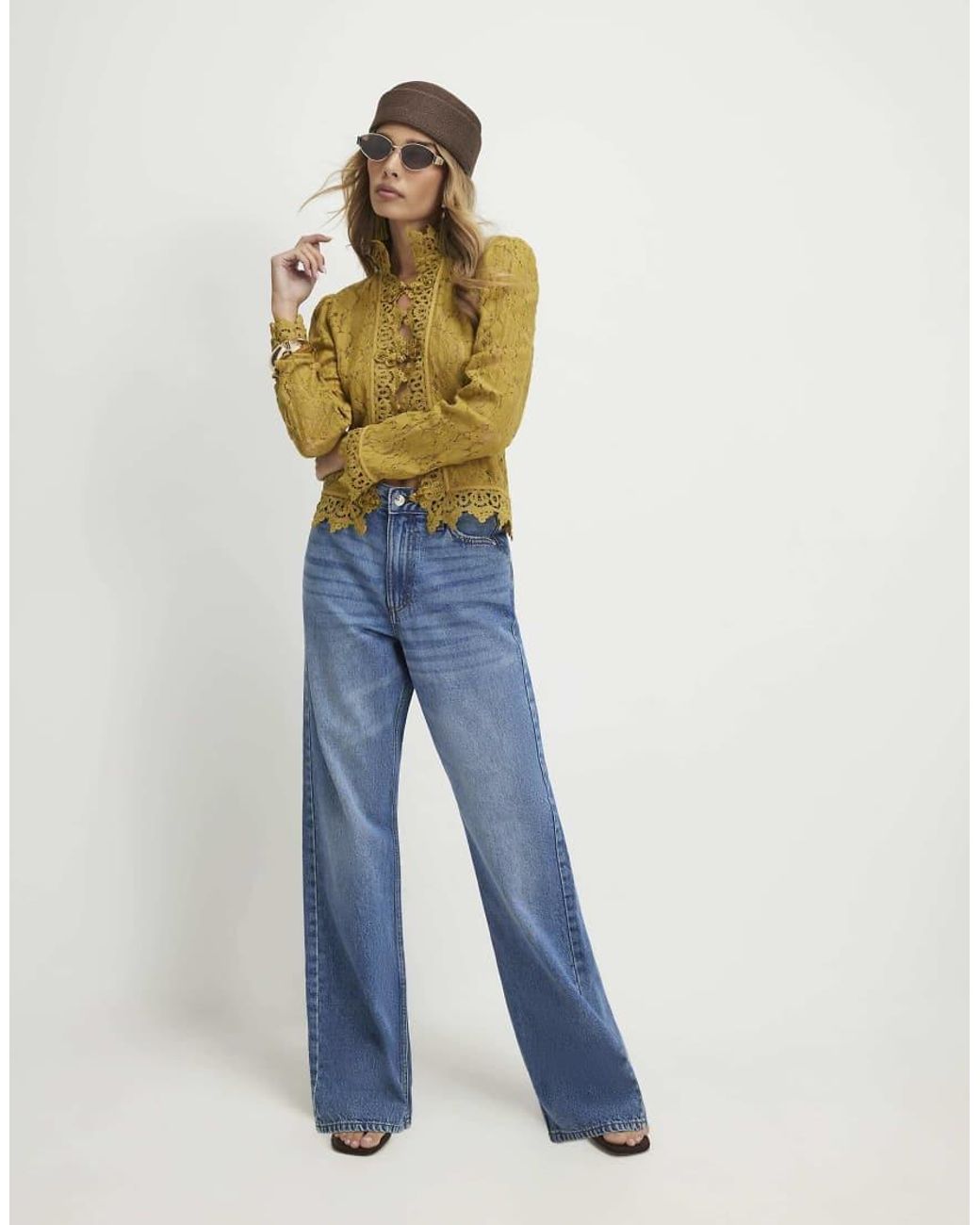 River Island Blue Relaxed Straight Leg Jeans