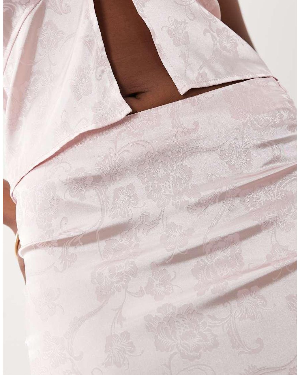 The Frolic Natural Exclusive Satin Jacquard Mini Skirt Co-ord