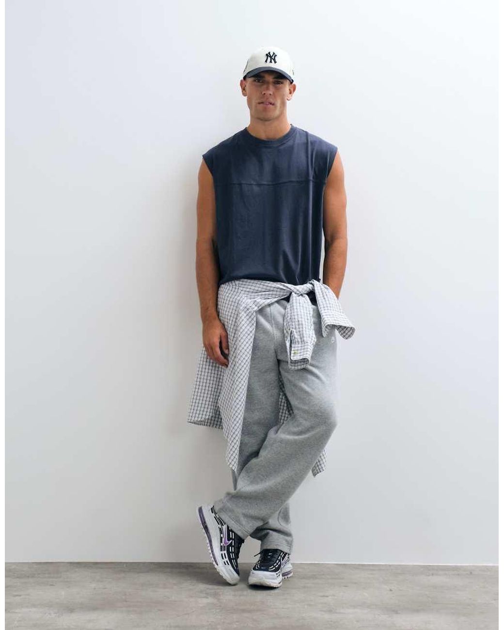 Collusion Blue Jersey Tank Top for men