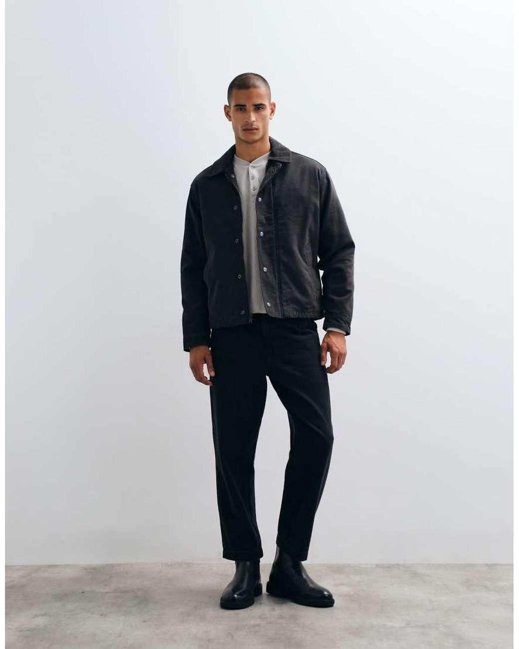 Abercrombie & Fitch Blue Zip Up Canvas Worker Jacket for men