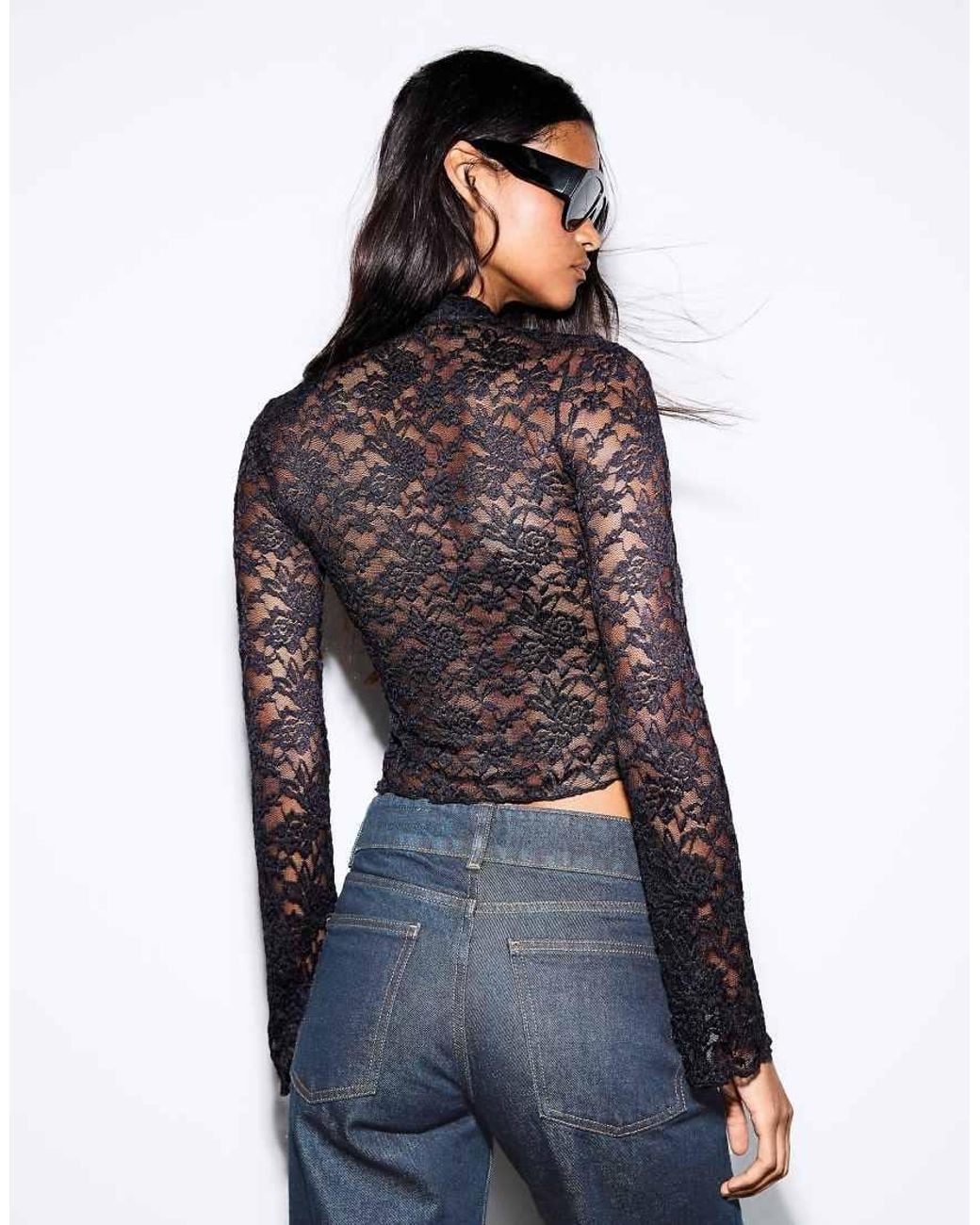 Bershka Blue Lace Jacket With Clasps