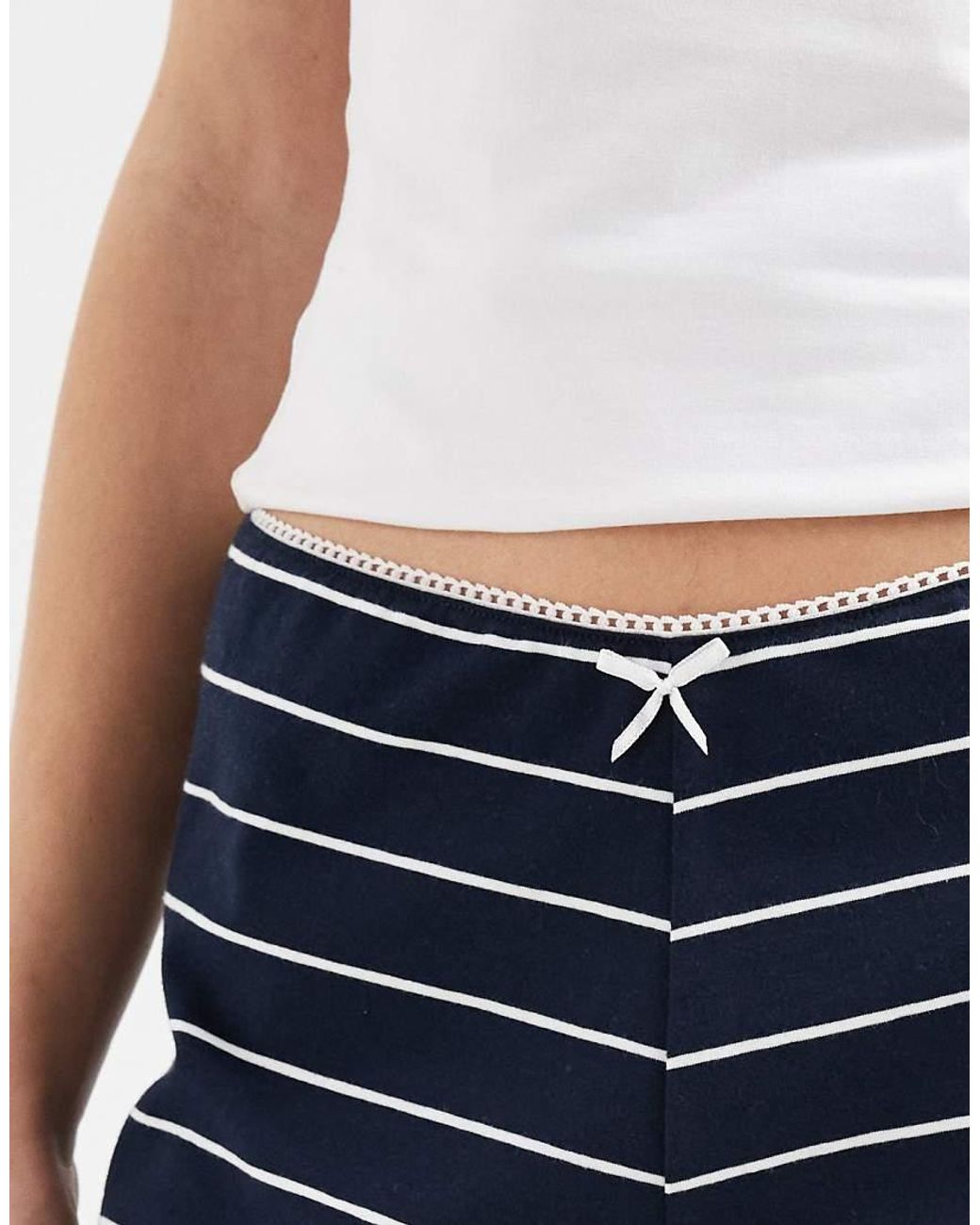 The Frolic White Exclusive Cotton Rich Lace Trim Bow Detail Micro Shorts