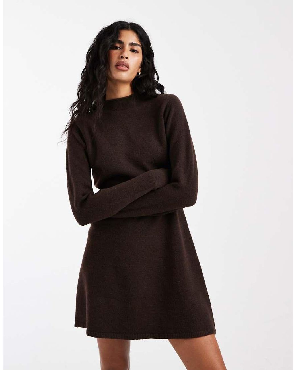 Pieces Black Long Sleeve Knitted Mini Dress