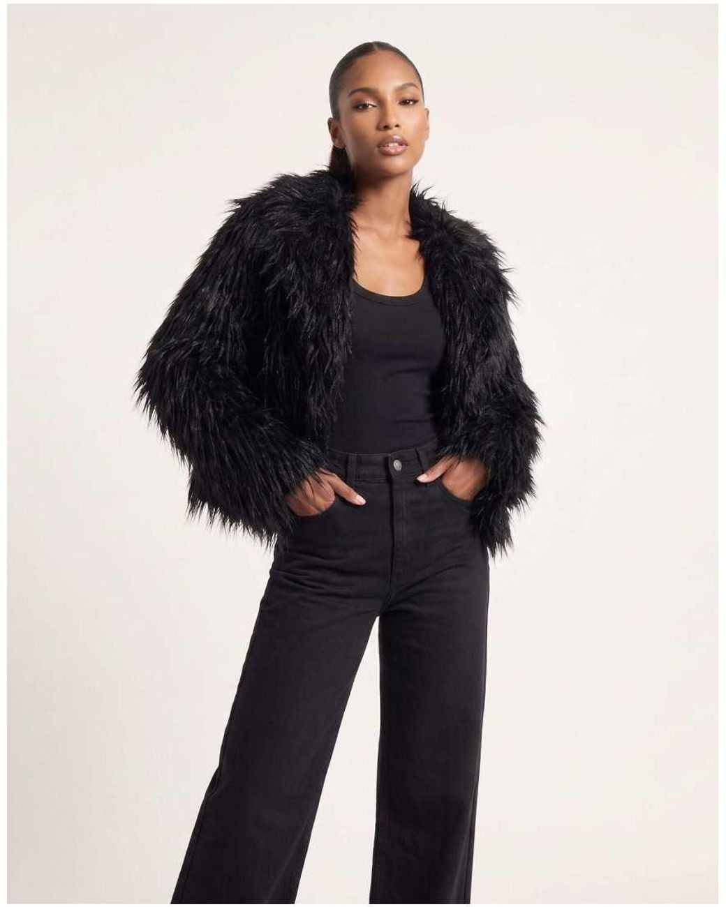 Harry Brown Black Jayla Boxy Fur Coat