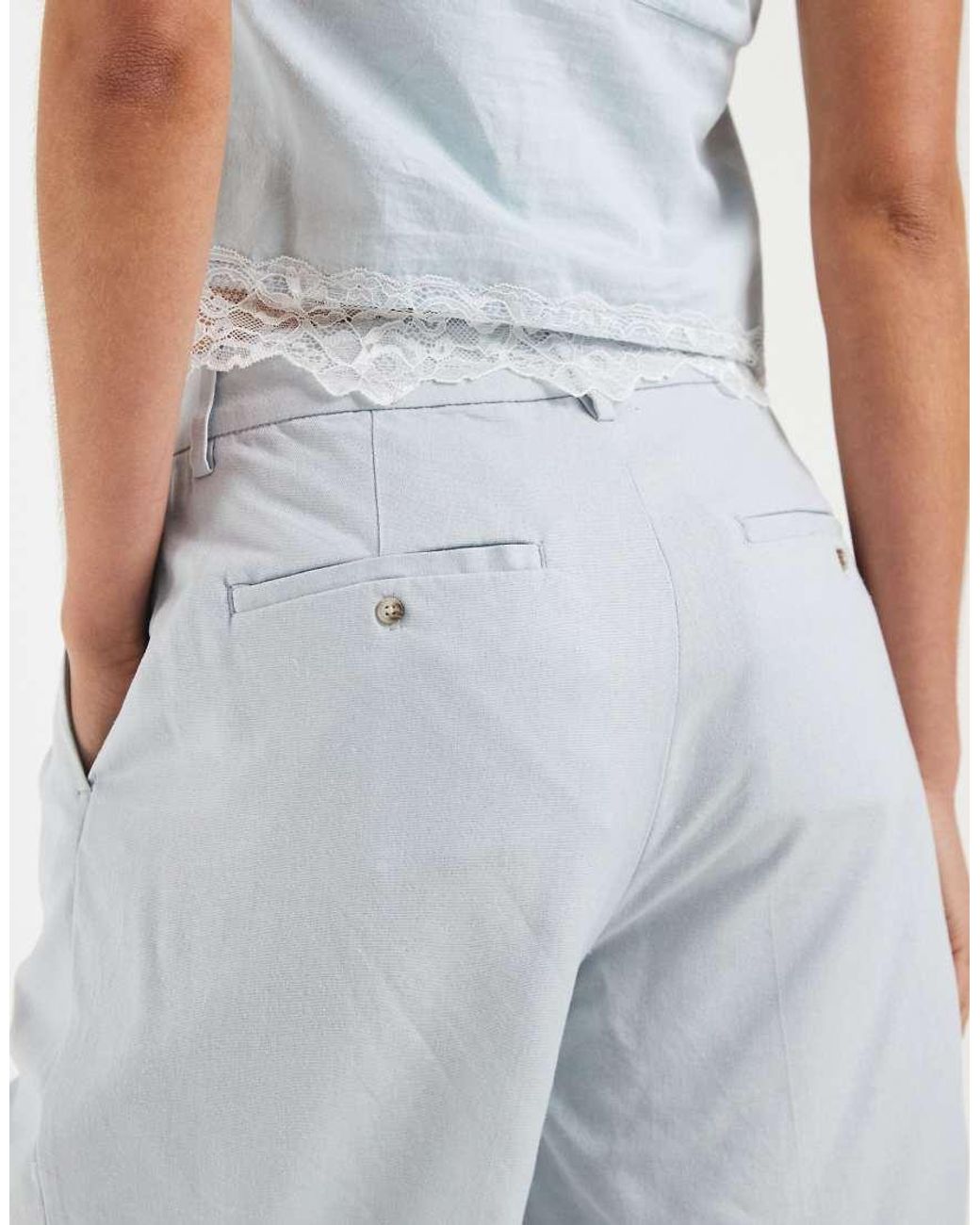 ASOS Blue Tailored Bermuda Short With Linen