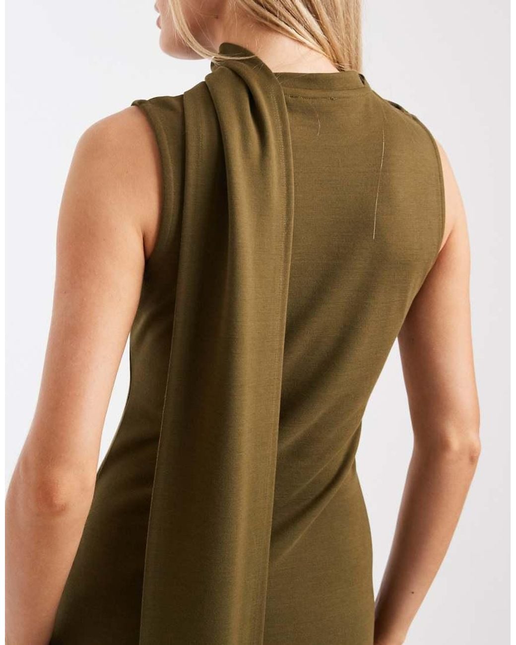 ASOS Green Interlock Sleeveless Maxi Dress With Scarf Detail