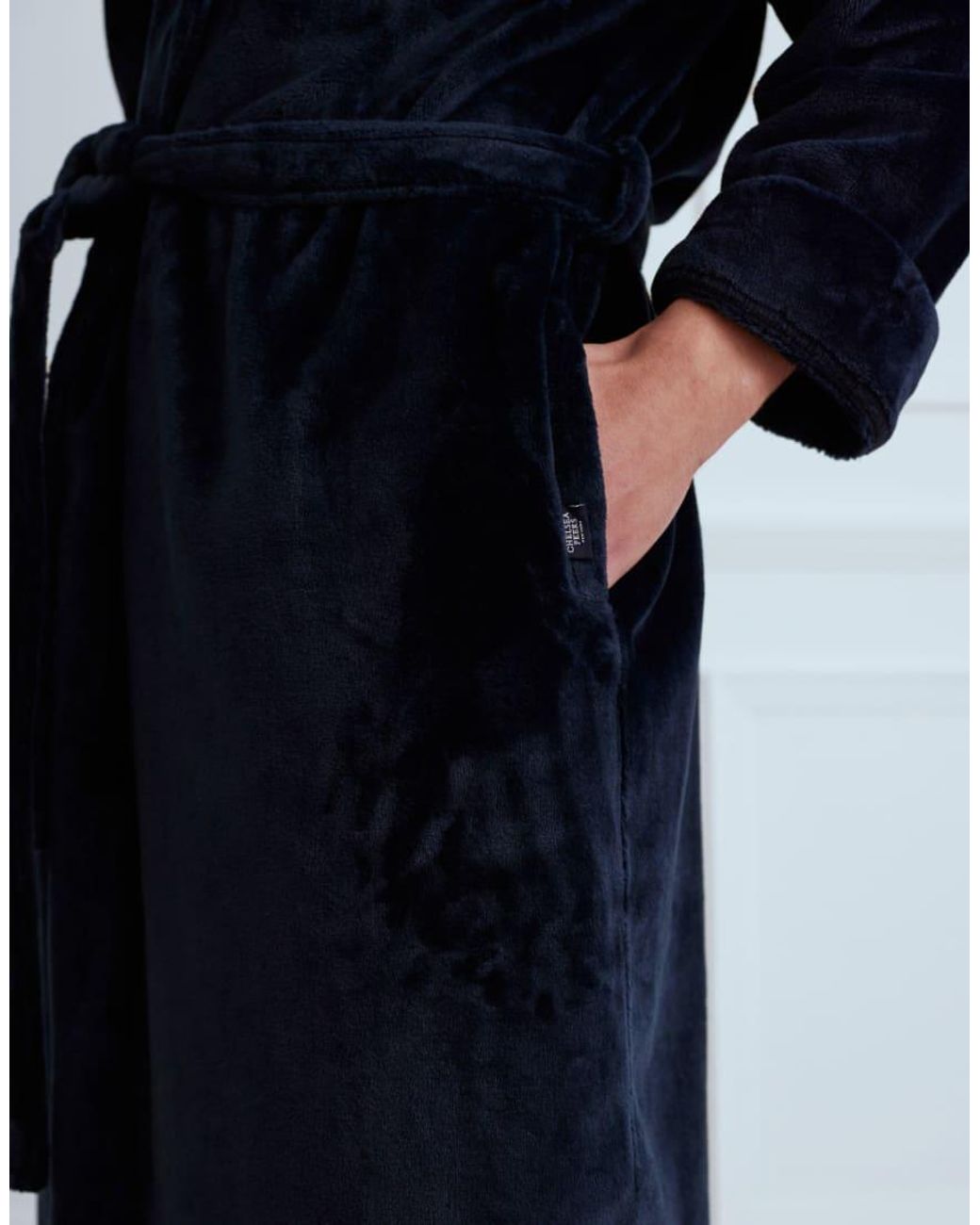 Chelsea Peers Blue Fleece Hooded Dressing Gown for men