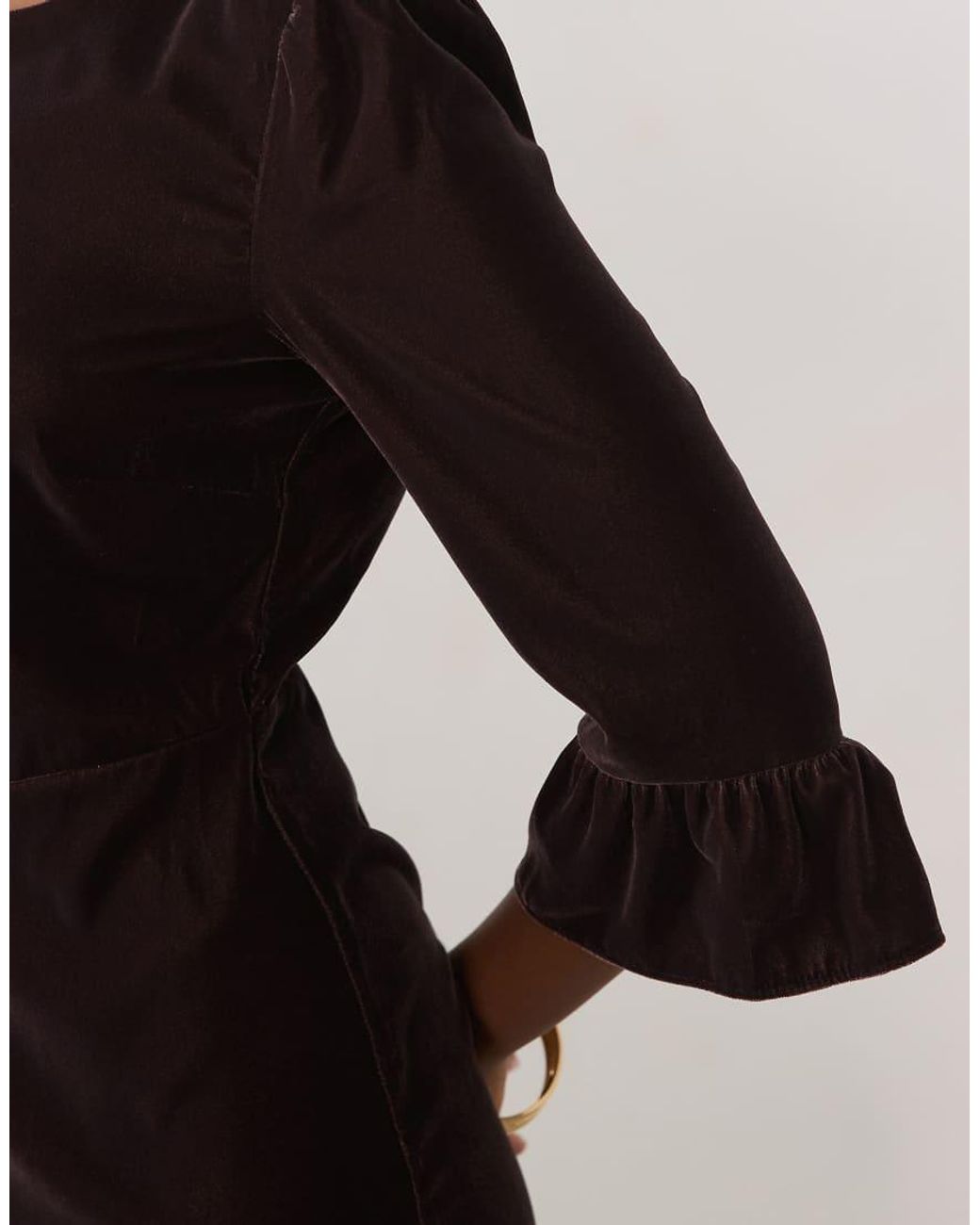 Nobody's Child Black Fleur Quarter Length Sleeves Frill Hem Cord Mini Dress