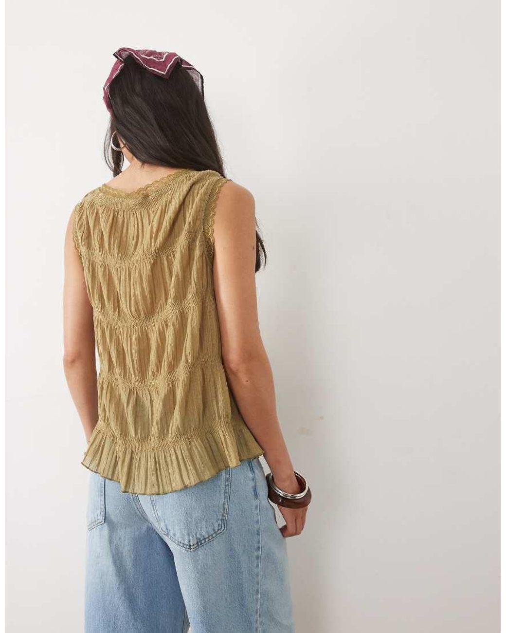 Miss Selfridge Brown Textured Trapeze Sleeveless Top