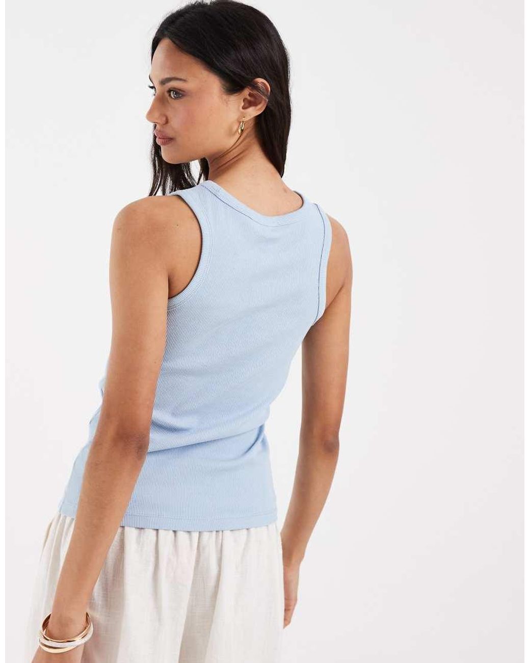 Pieces White Shell Embroidered Cotton Tank Top