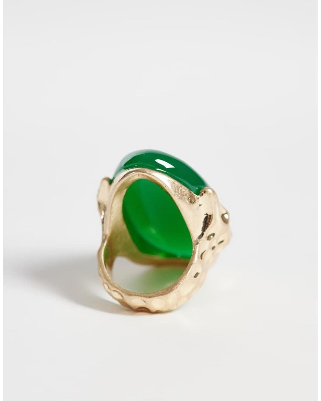 ASOS Statement Ring With Green Stone Setting