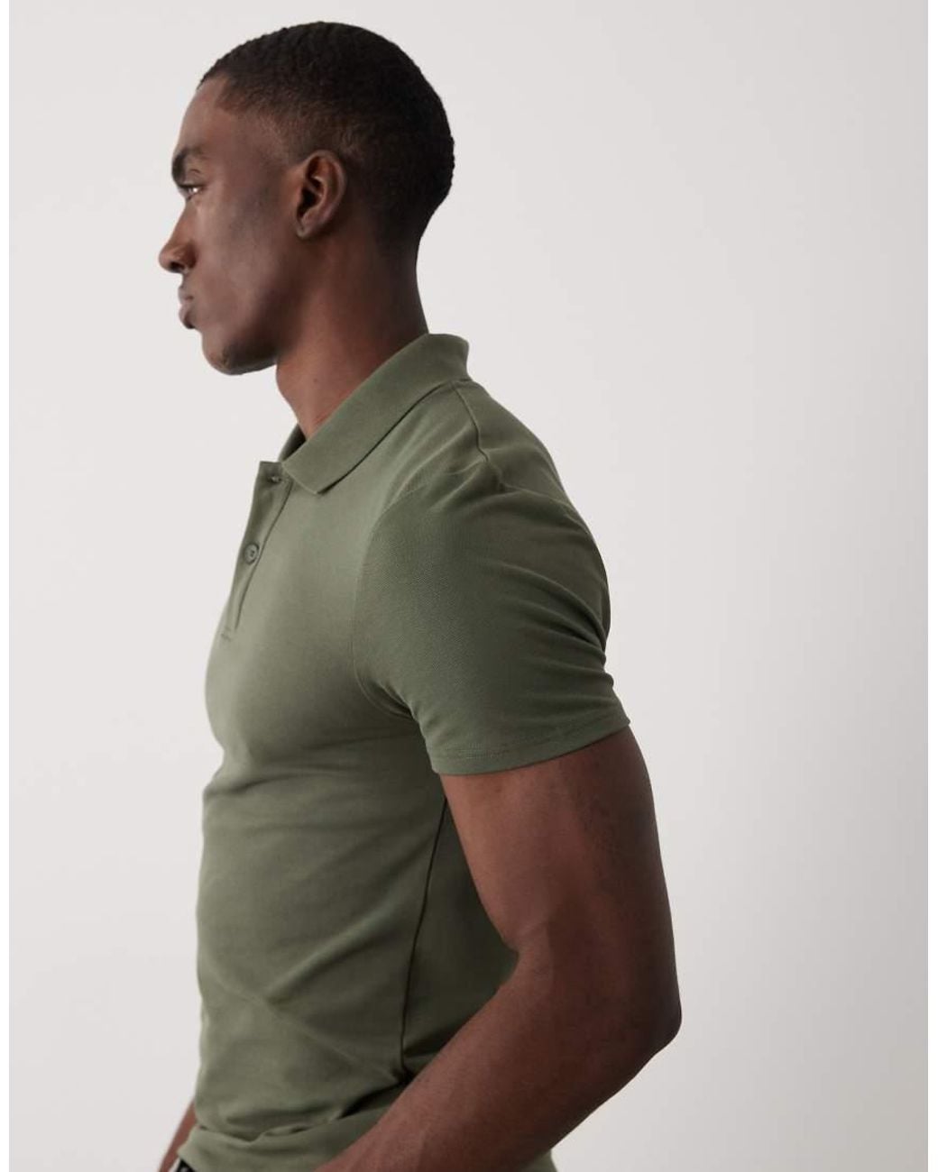 ASOS Green Essentials Muscle Fit Polo for men