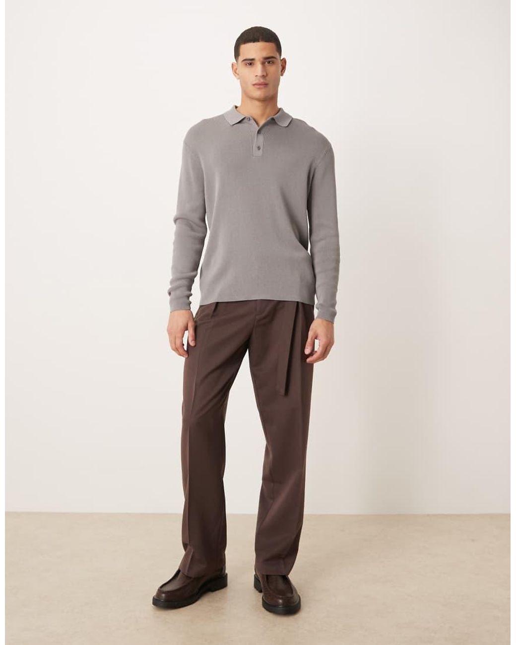 ASOS Gray Relaxed Knit Polo for men