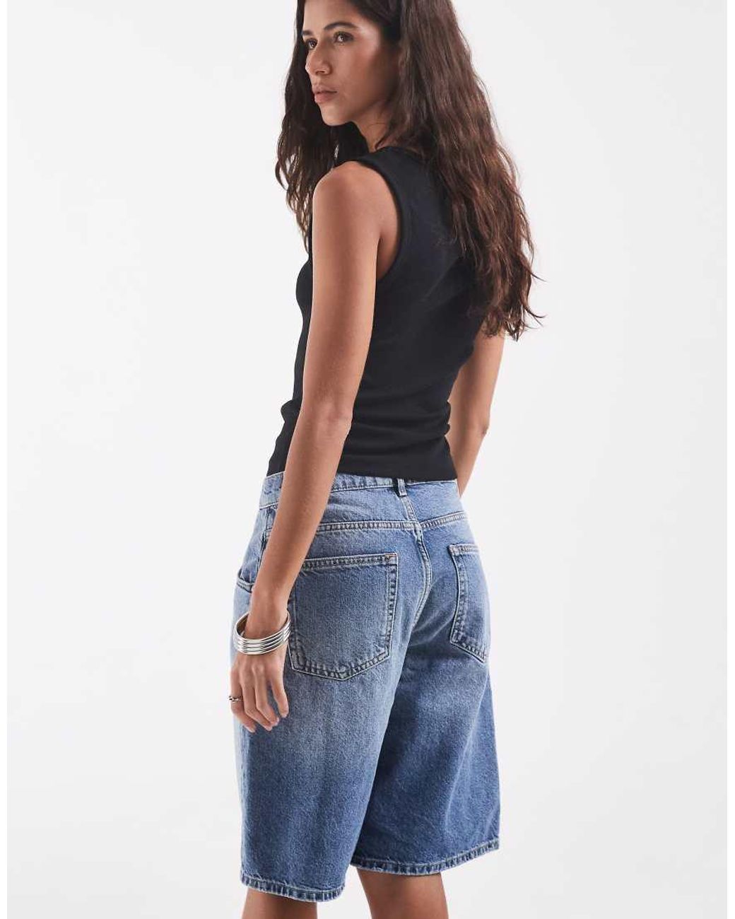 ONLY Blue Baggy Denim Bermuda Shorts