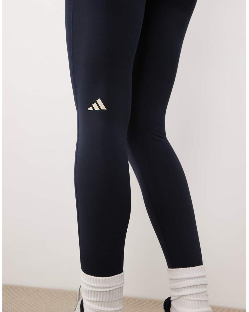 Adidas Originals Blue Three Stripes Studios Crossover Waistband Leggings