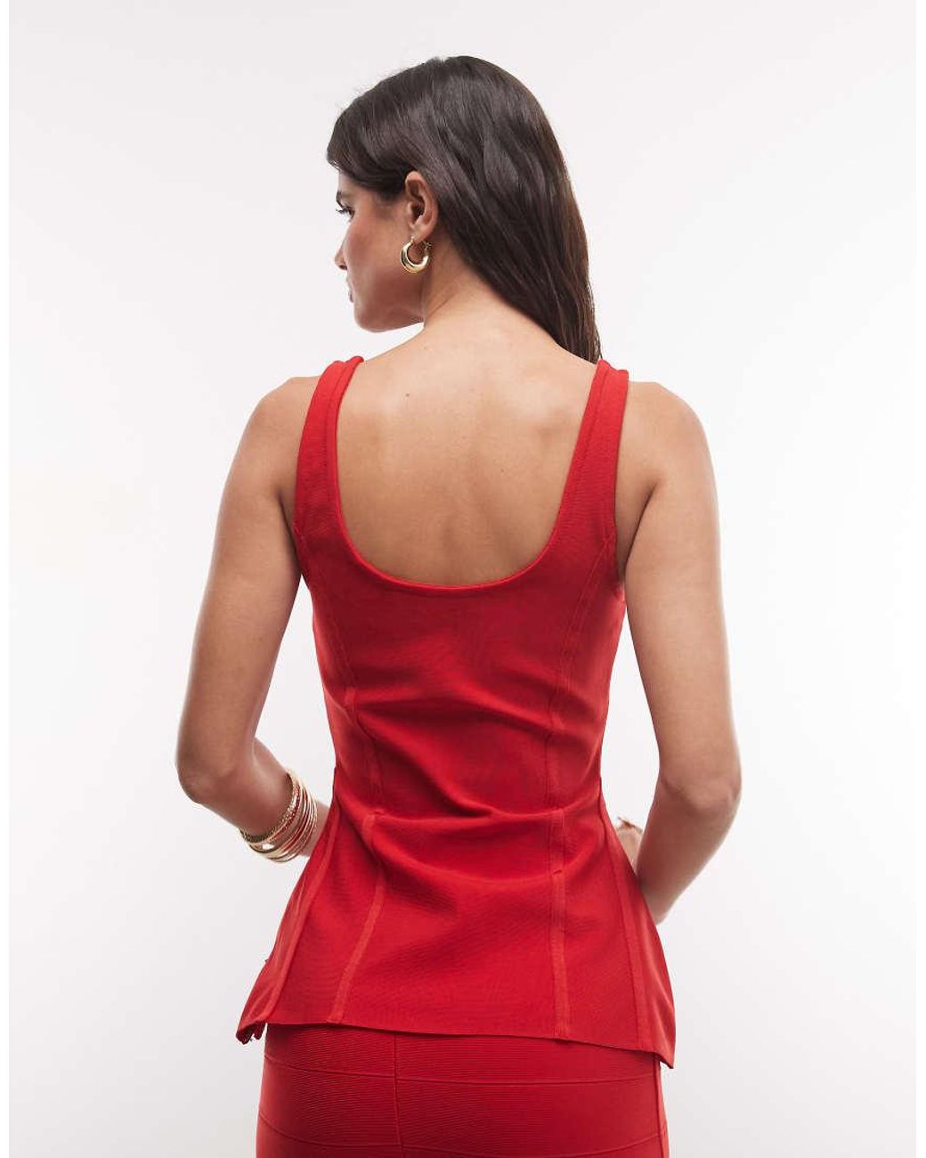 ASOS Red Scoop Neck Bandage Corset Top