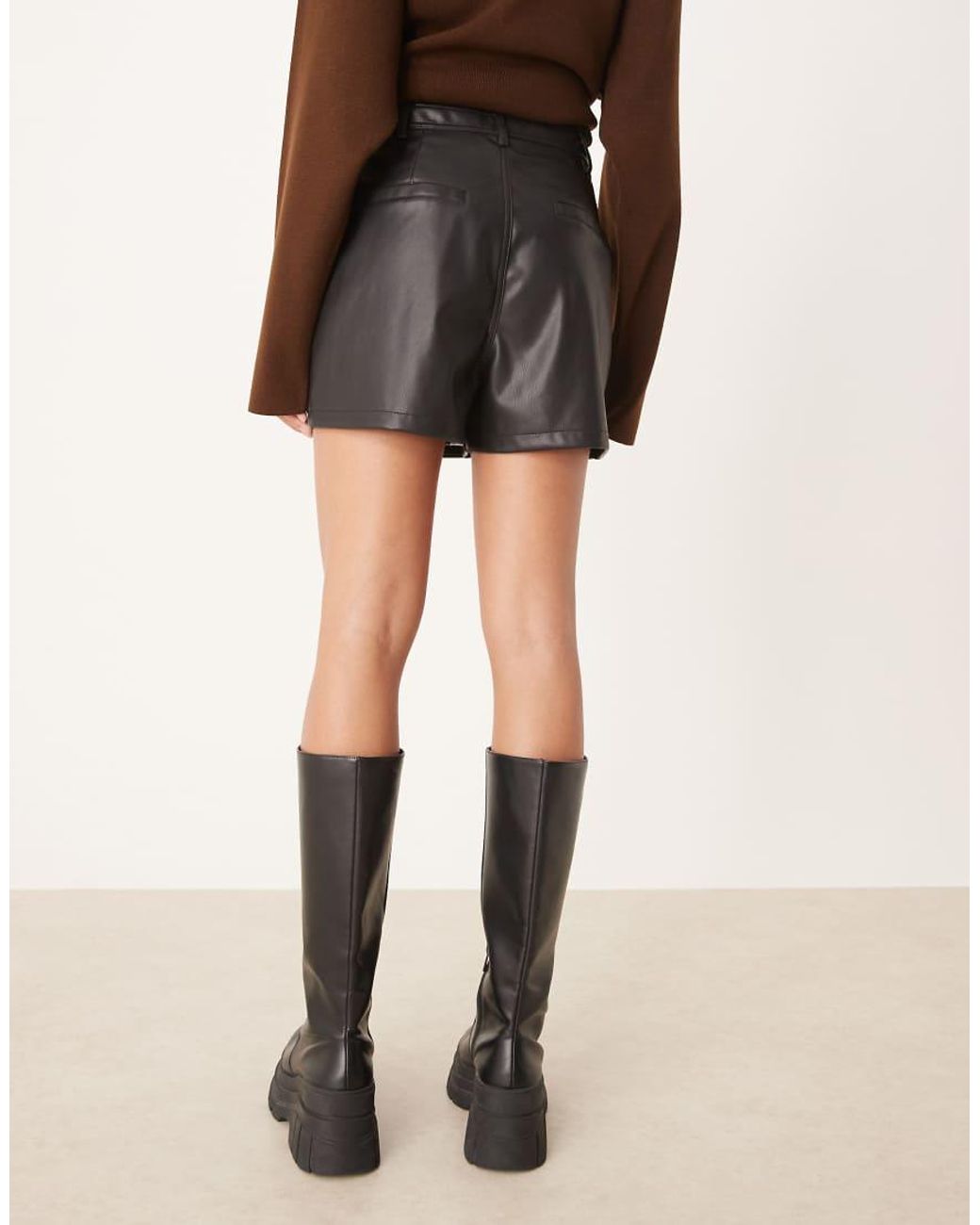 Vila Black Faux Leather Mini Skort