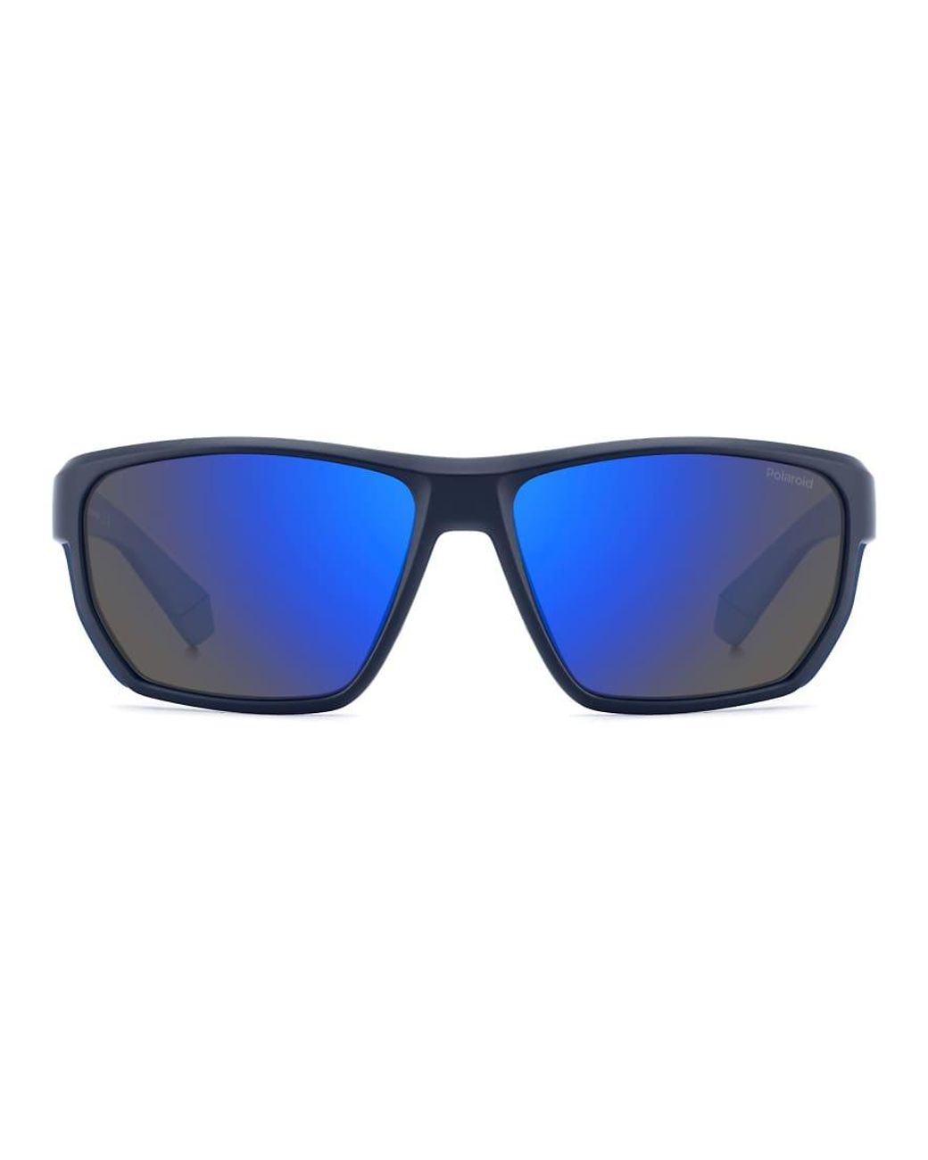 Polaroid Sunglasses Blue Sporty Rectangular Sunglasses With Mirror Polarized Lenses for men