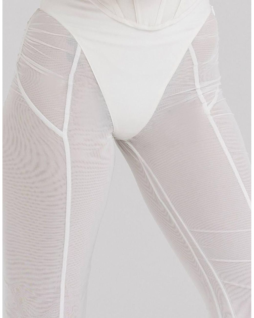 House Of Cb White Avalon Mesh High Waist Trousers