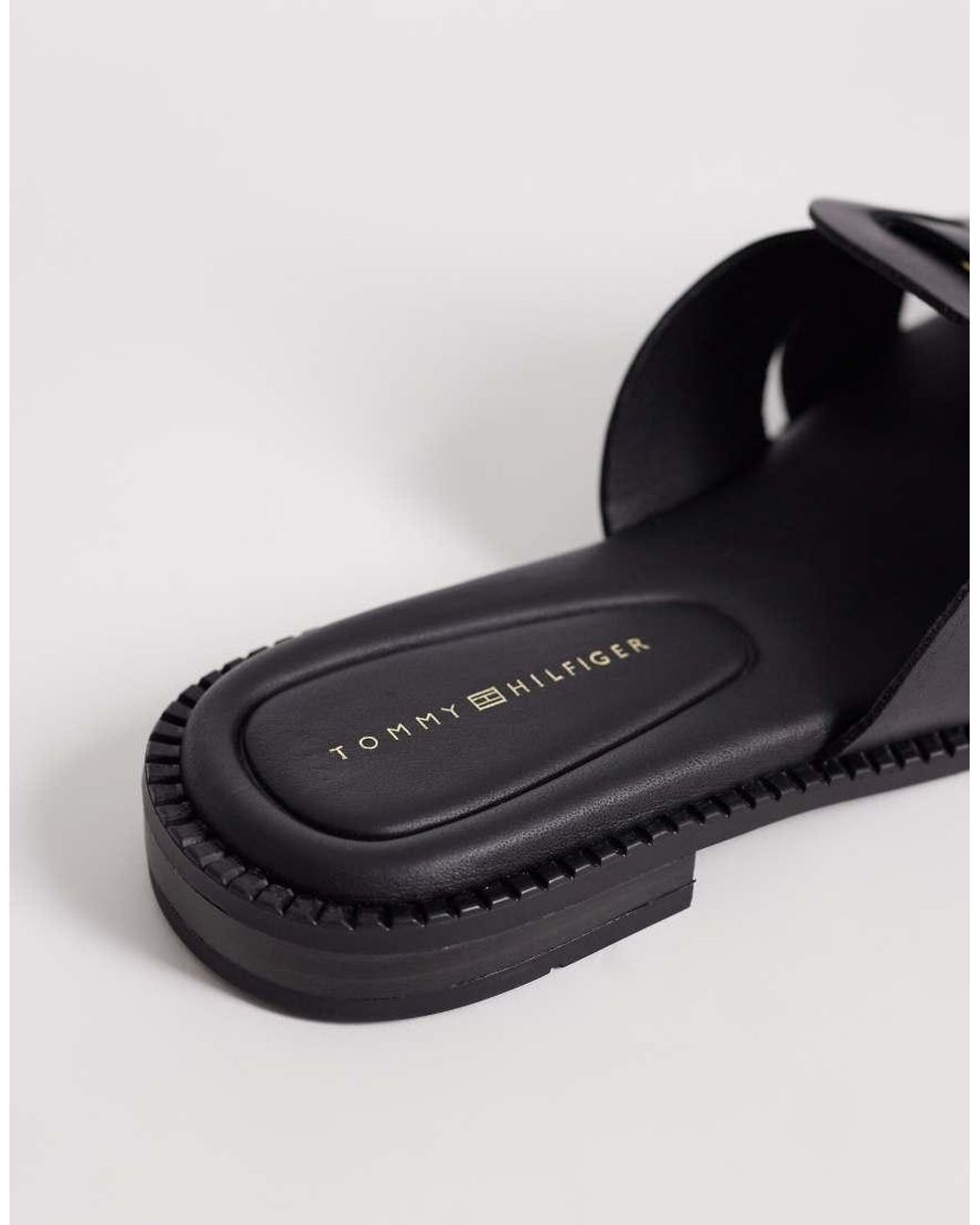 Tommy Hilfiger Black Coin Leather Sandal