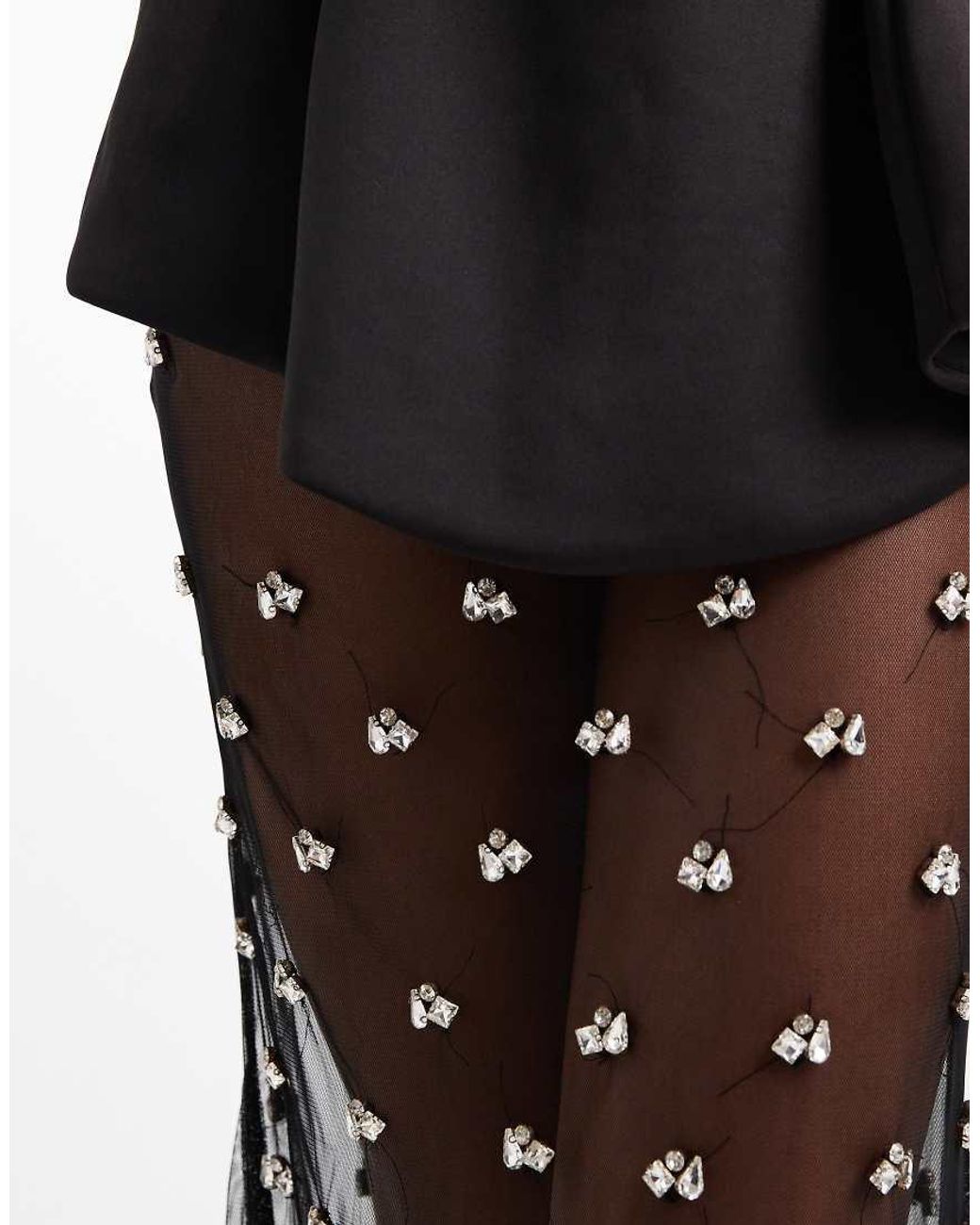 ASOS Black Premium Moulded Dress With Embellished Maxi Skirt