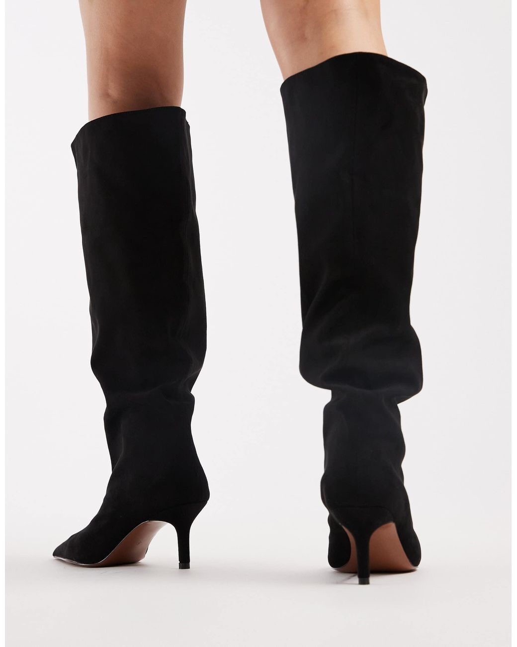 ASOS Black Cydney Slouch Pull On Knee Boots