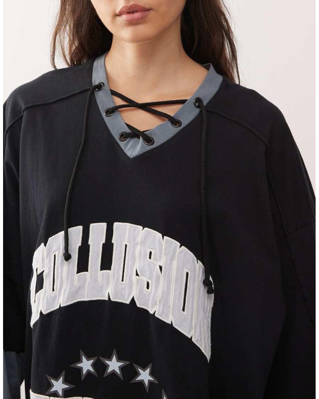 Collusion Black Unisex Hockey T-shirt Long Sleeve