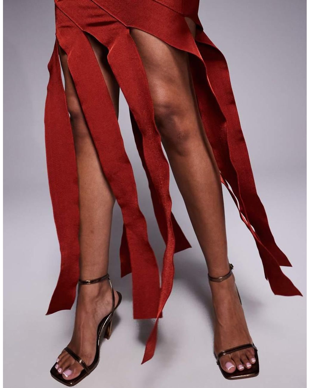 ASOS Red One Shoulder Bandage Maxi Dress With Bandage Drapes