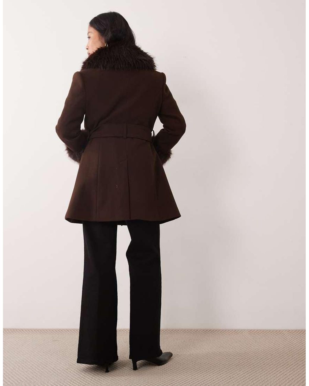 Miss Selfridge Brown Formal Belted Coat