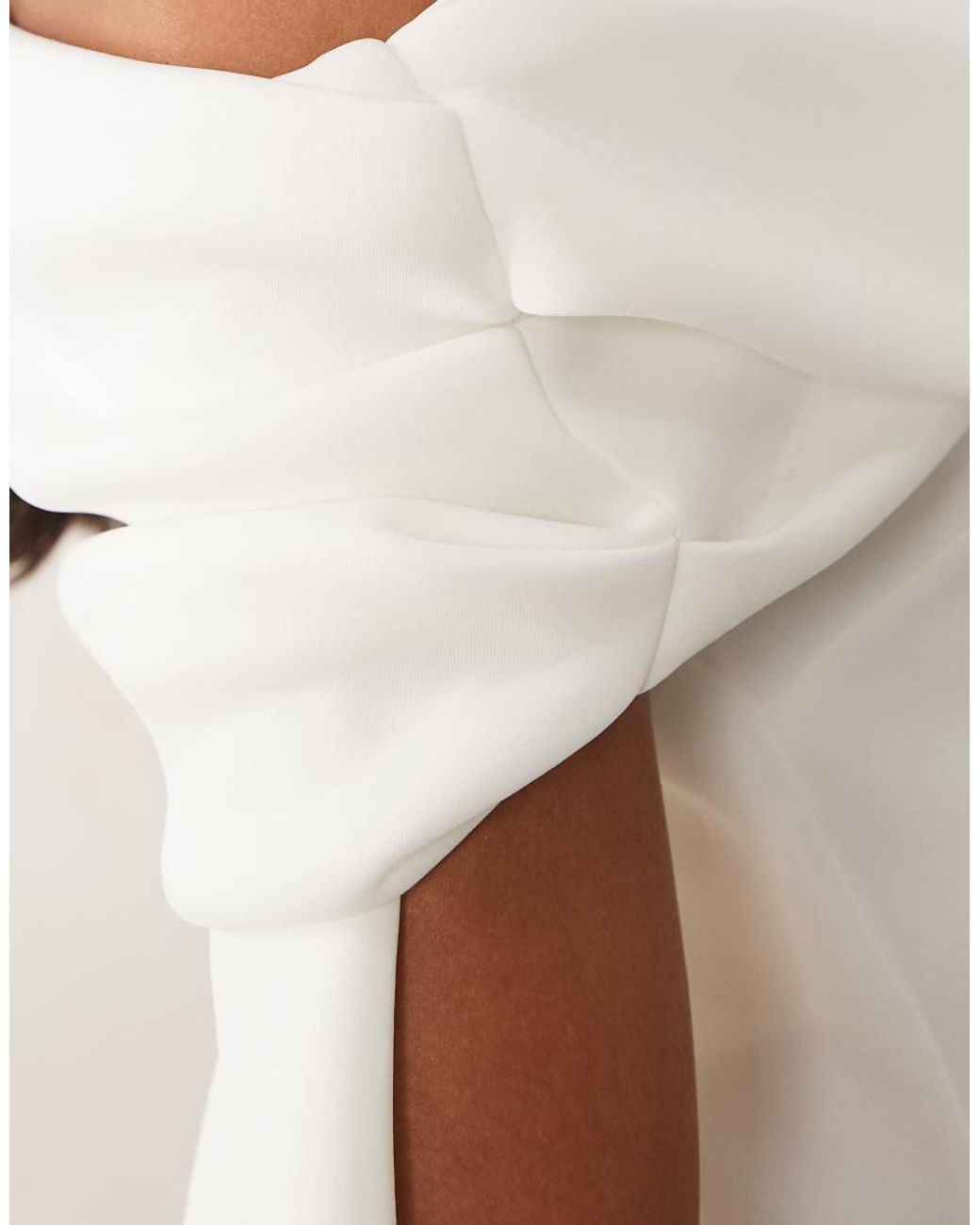 ASOS Natural Twisted Off The Shoulder Mini Dress With Cape