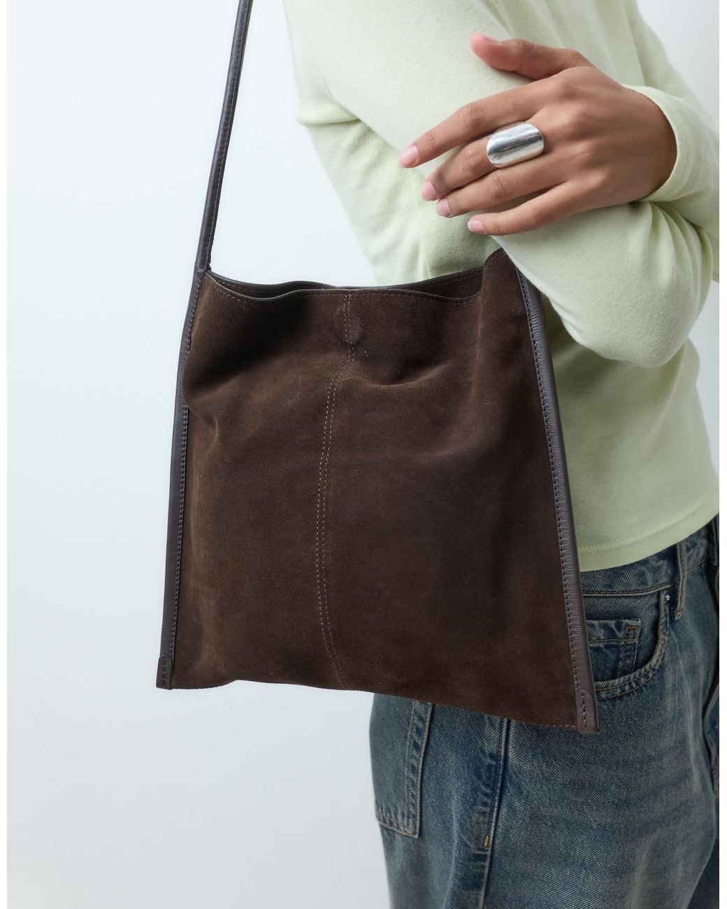 ASOS Black Flat Suede Shoulder Bag
