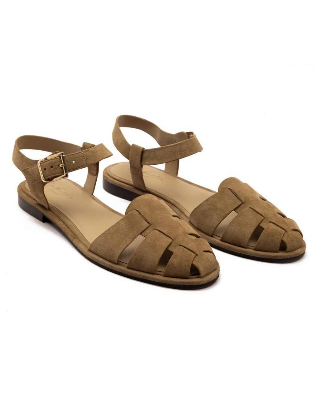 OFF THE HOOK Brown Lilly Leather Fisherman Flat Sandals