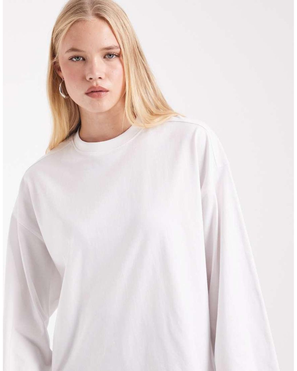 ASOS White Oversized Long Sleeve Skater T-shirt