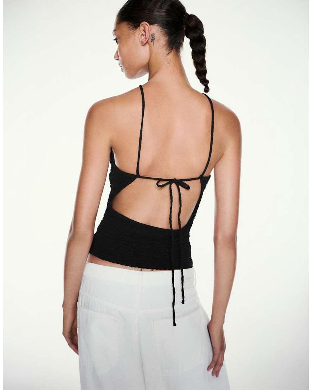 Pull&Bear Haltertop Met Textuur in het Black