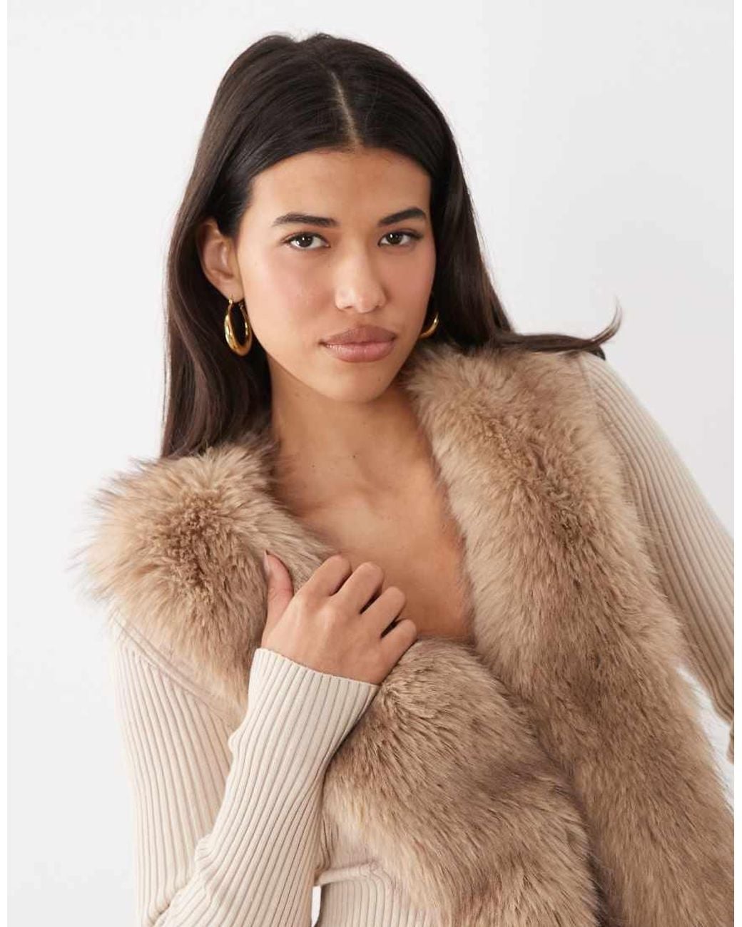 I.AM.GIA Black Kytia Faux Fur Trim Ribbed Knit Cardigan Top