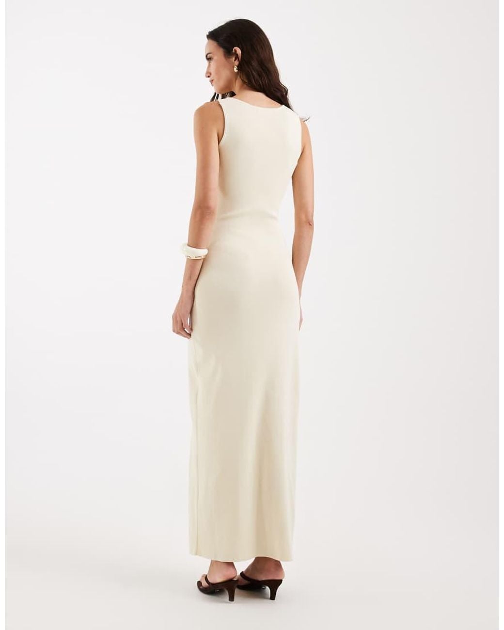 4th & Reckless White Fine Knit Hardware Cut Out Detail Sleeveless Dress