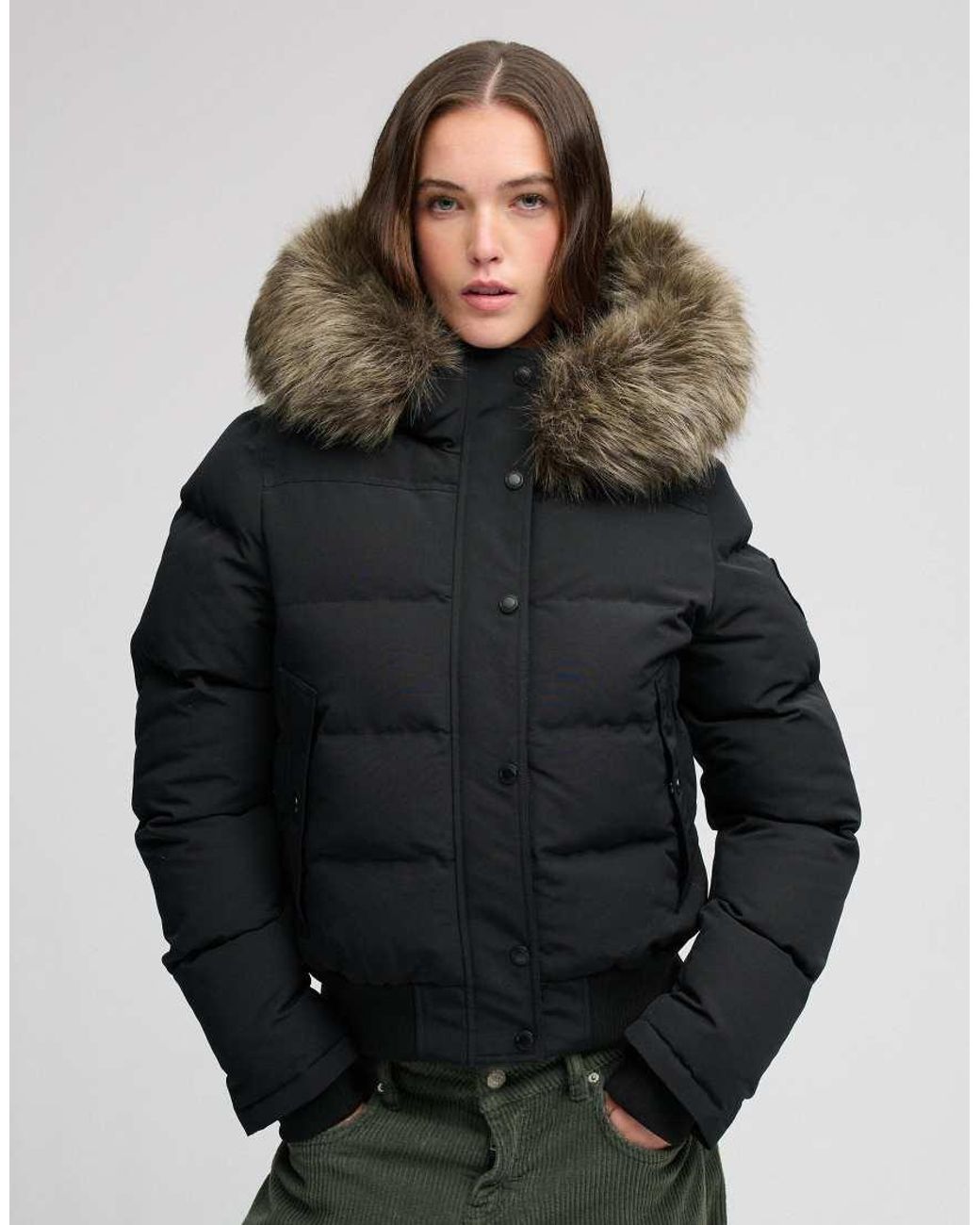 Superdry Black Everest Hooded Bomber Jacket