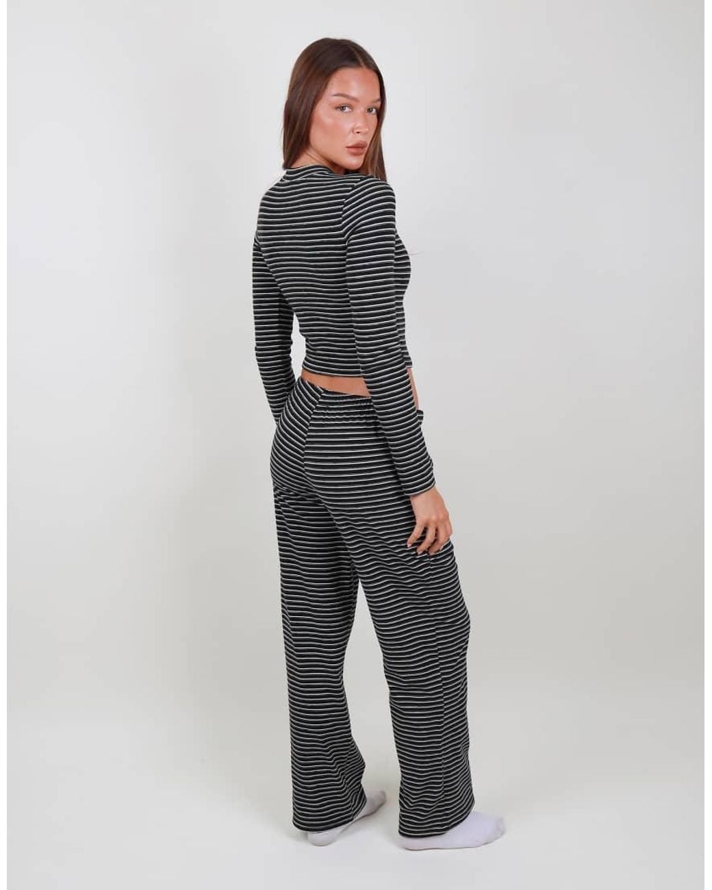 SIMMI Gray Super Soft Stripe Long Sleeve T-Shirt