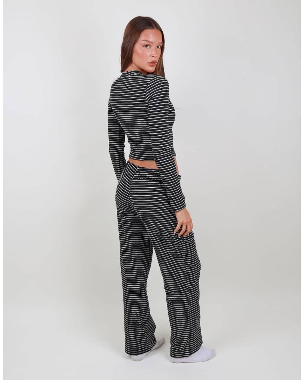 SIMMI Gray Super Soft Stripe Trouser