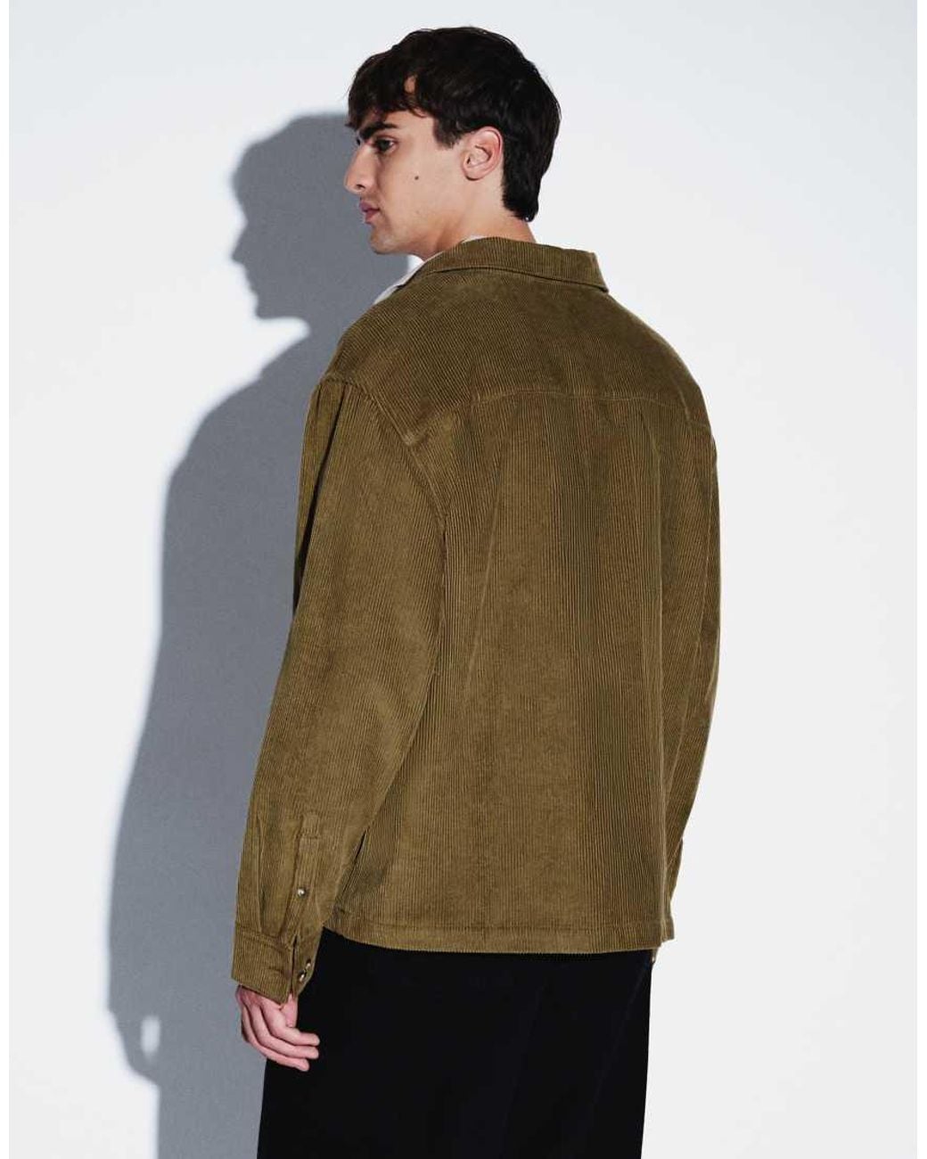 ASOS Green Oversized Overhead Cord Shirt With Patch Pocket for men